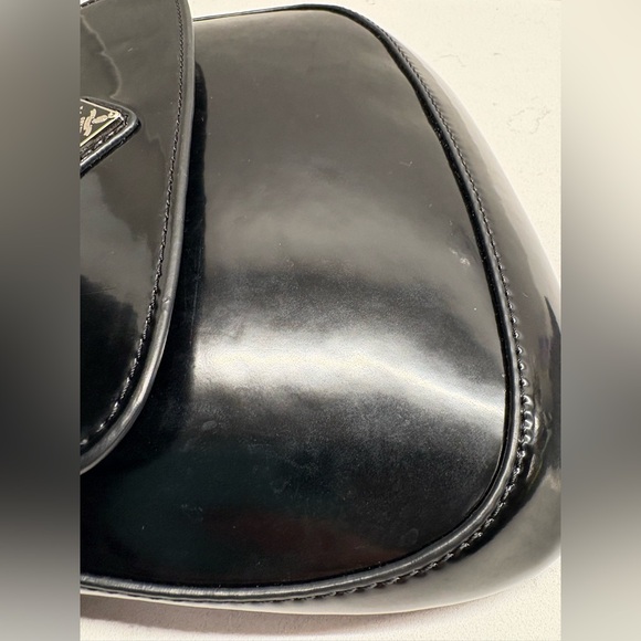 Prada small cleo brushed leather shoulder bag with flap (black) - Picture 6 of 10